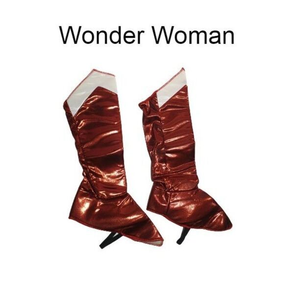 Girls Wonder Woman  Costume Boot Coverings Cosplay OS Red White DC Comics NEW - Picture 1 of 4